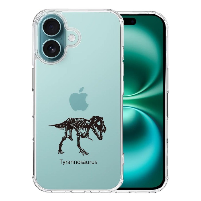 iPhone16 ケース クリア ティラノサウルス スマホケース 側面ソフト 背面ハード ハイブリッド -0