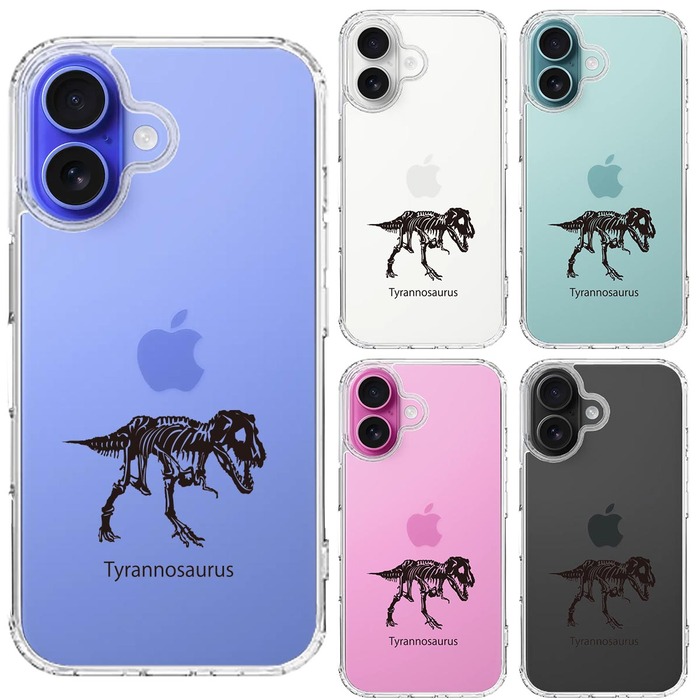 iPhone16 ケース クリア ティラノサウルス スマホケース 側面ソフト 背面ハード ハイブリッド -1