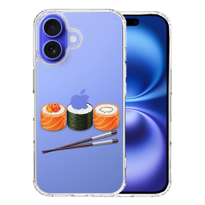 iPhone16 ケース クリア 巻きずし 巻寿司 スマホケース 側面ソフト 背面ハード ハイブリッド -0