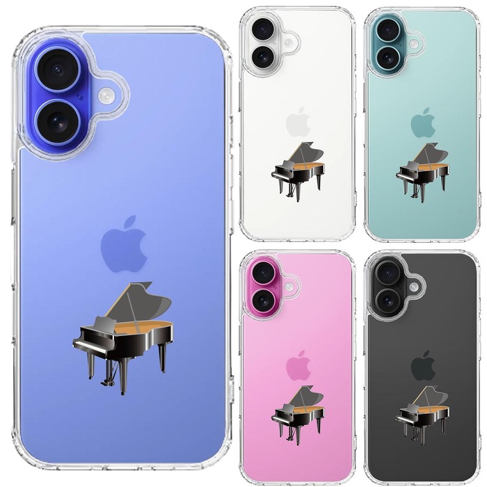 iPhone16 ケース クリア ピアノ スマホケース 側面ソフト 背面ハード ハイブリッド -1