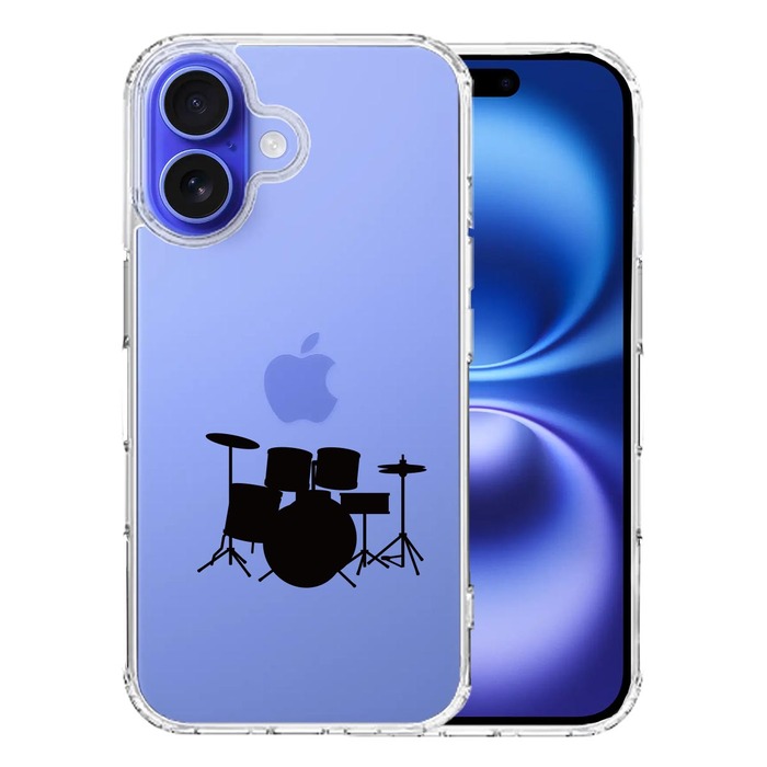 iPhone16 ケース クリア ドラム スマホケース 側面ソフト 背面ハード ハイブリッド -0