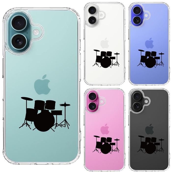 iPhone16 ケース クリア ドラム スマホケース 側面ソフト 背面ハード ハイブリッド -1