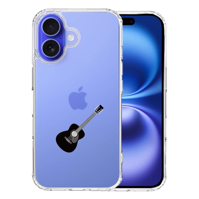 iPhone16 ケース クリア フォークギター スマホケース 側面ソフト 背面ハード ハイブリッド -0