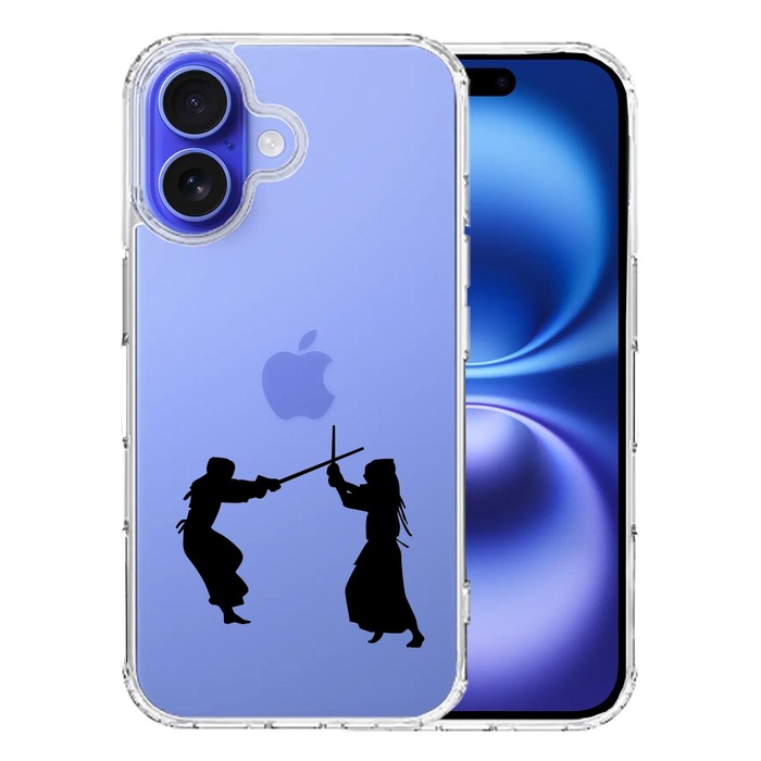 iPhone16 ケース クリア 剣道 スマホケース 側面ソフト 背面ハード ハイブリッド -0