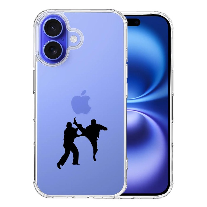 iPhone16 ケース クリア 空手２ スマホケース 側面ソフト 背面ハード ハイブリッド -0