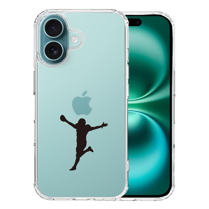 iPhone16 ケース クリア タッチダウン 歓喜 スマホケース 側面ソフト 背面ハード ハイブリッド -0