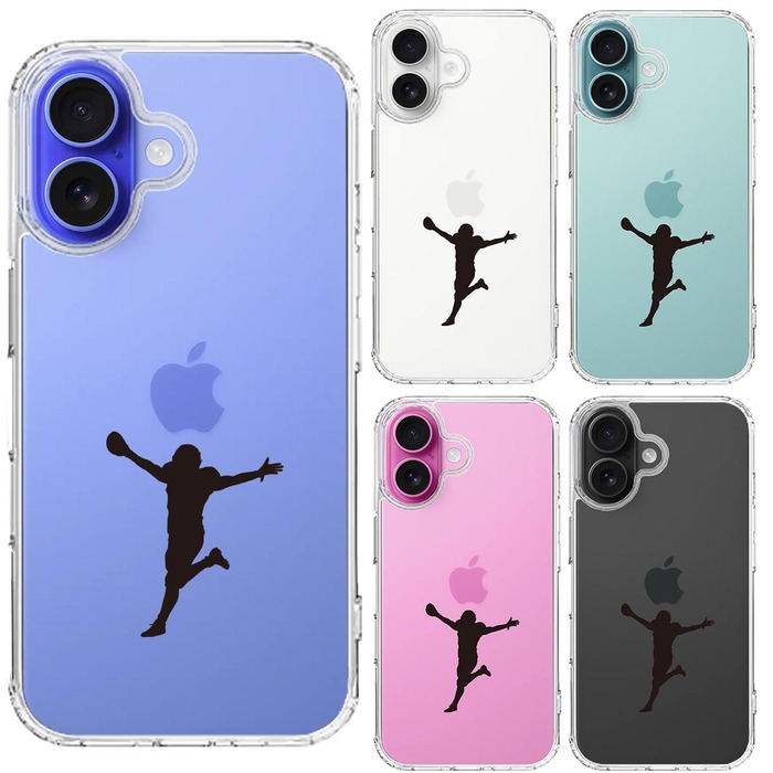 iPhone16 ケース クリア タッチダウン 歓喜 スマホケース 側面ソフト 背面ハード ハイブリッド -1