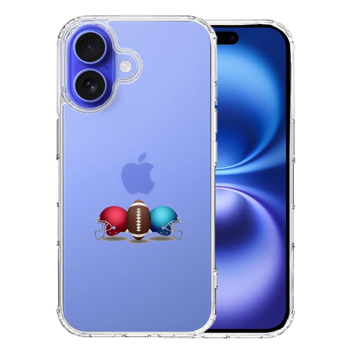 iPhone16 ケース クリア ヘルメットとボール スマホケース 側面ソフト 背面ハード ハイブリッド -0