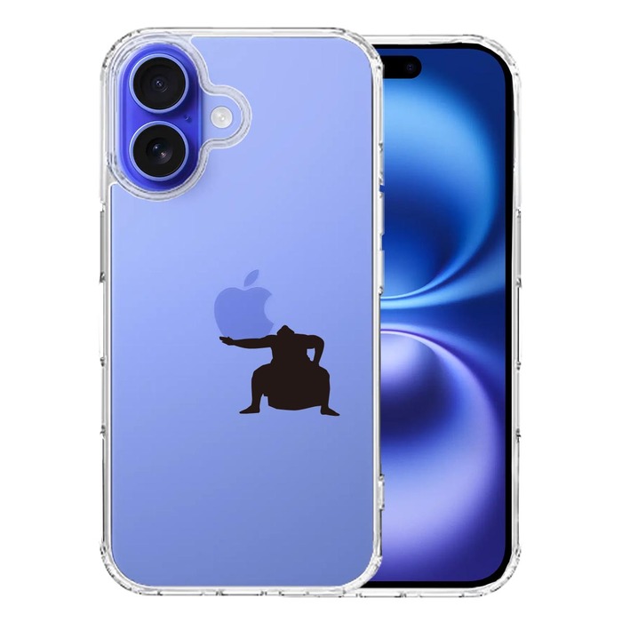 iPhone16 ケース クリア おすもうさん 土俵入り スマホケース 側面ソフト 背面ハード ハイブリッド -0