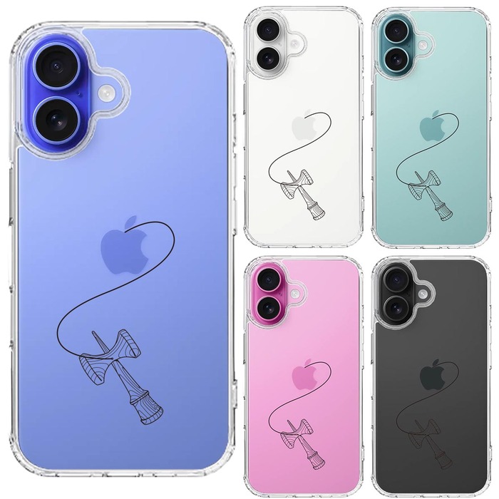 iPhone16 ケース クリア 剣玉２ けんだま スマホケース 側面ソフト 背面ハード ハイブリッド -1