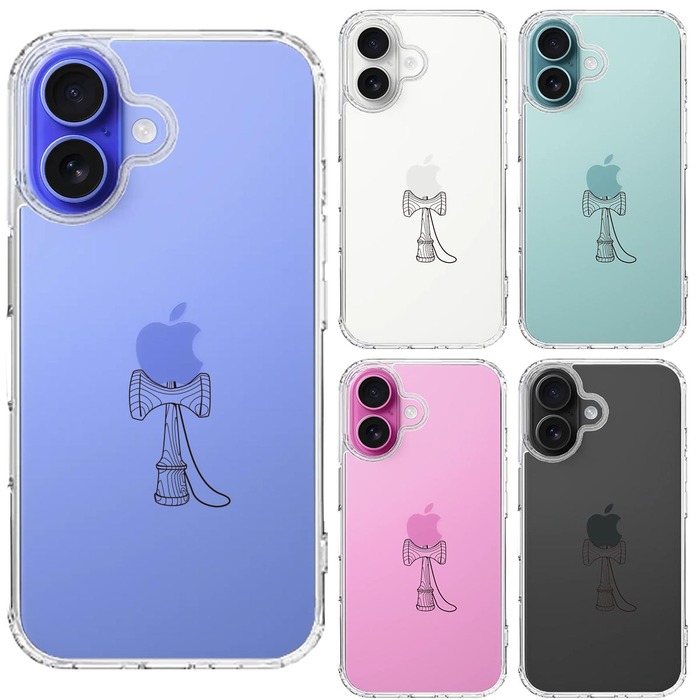 iPhone16 ケース クリア 剣玉 けんだま スマホケース 側面ソフト 背面ハード ハイブリッド -1
