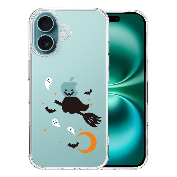 iPhone16 ケース クリア Halloween ハロウィン スマホケース 側面ソフト 背面ハード ハイブリッド -0
