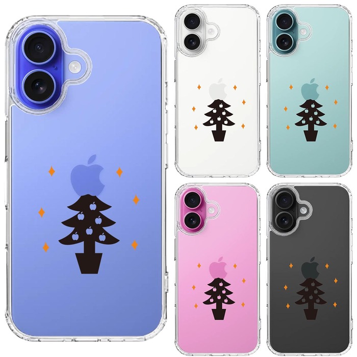 iPhone16 ケース クリア Christmas tree クリスマス スマホケース 側面ソフト 背面ハード ハイブリッド -1