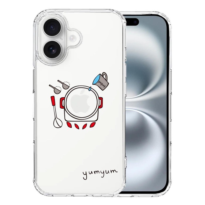 iPhone16 ケース クリア 煮込み中 yumyum3 スマホケース 側面ソフト 背面ハード ハイブリッド -0