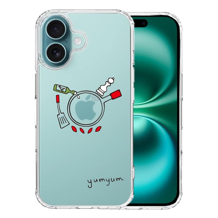 iPhone16 ケース クリア 調理中 yumyum2 スマホケース 側面ソフト 背面ハード ハイブリッド -0