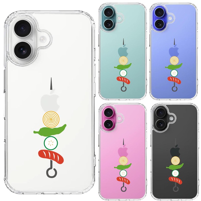 iPhone16 ケース クリア BBQ バーベキュー スマホケース 側面ソフト 背面ハード ハイブリッド -1
