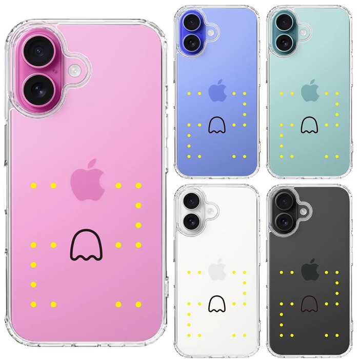 iPhone16 ケース クリア おばけ スマホケース 側面ソフト 背面ハード ハイブリッド -1