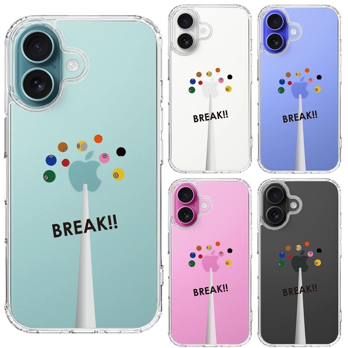 iPhone16 ケース クリア ビリヤード スマホケース 側面ソフト 背面ハード ハイブリッド -1