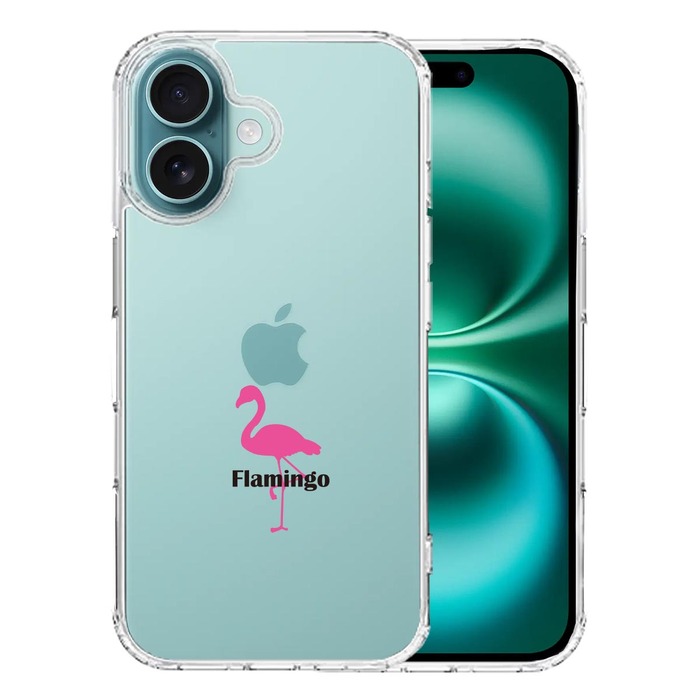 iPhone16 ケース クリア フラミンゴ スマホケース 側面ソフト 背面ハード ハイブリッド -0