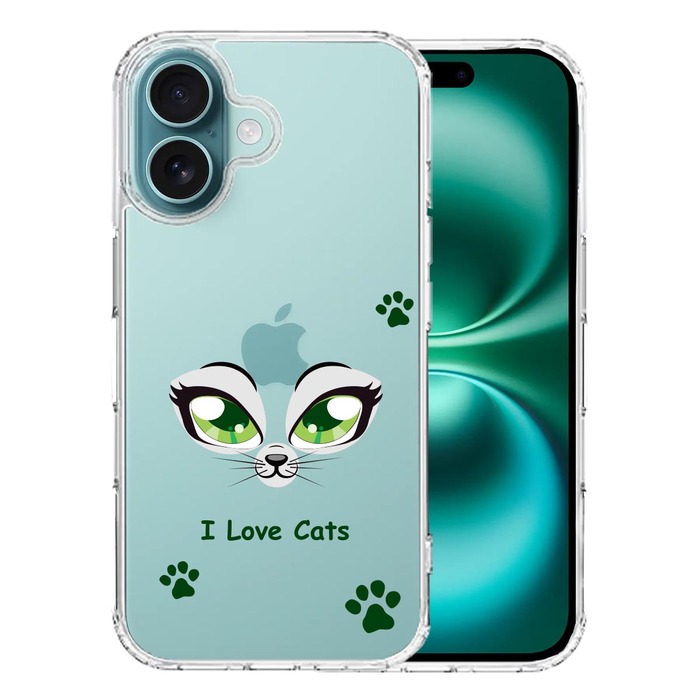 iPhone16 ケース クリア レイディー 猫 cats スマホケース 側面ソフト 背面ハード ハイブリッド -0