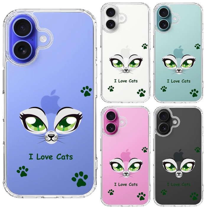 iPhone16 ケース クリア レイディー 猫 cats スマホケース 側面ソフト 背面ハード ハイブリッド -1
