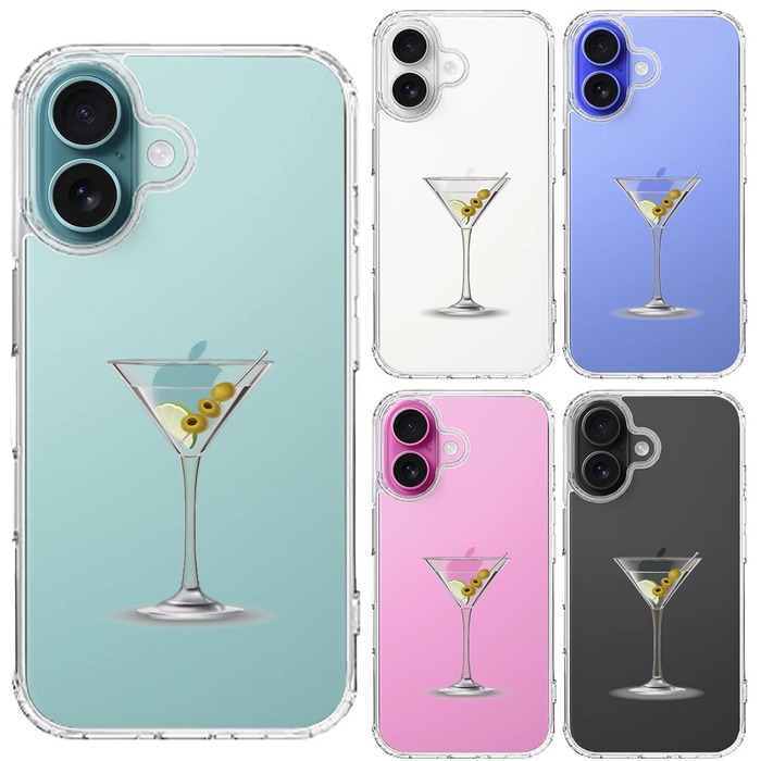iPhone16 ケース クリア カクテル グラス フルーツ スマホケース 側面ソフト 背面ハード ハイブリッド -1