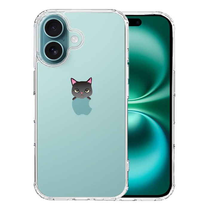 iPhone16 ケース クリア のっかり ネコ 1 スマホケース 側面ソフト 背面ハード ハイブリッド -0