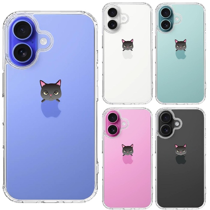 iPhone16 ケース クリア のっかり ネコ 1 スマホケース 側面ソフト 背面ハード ハイブリッド -1