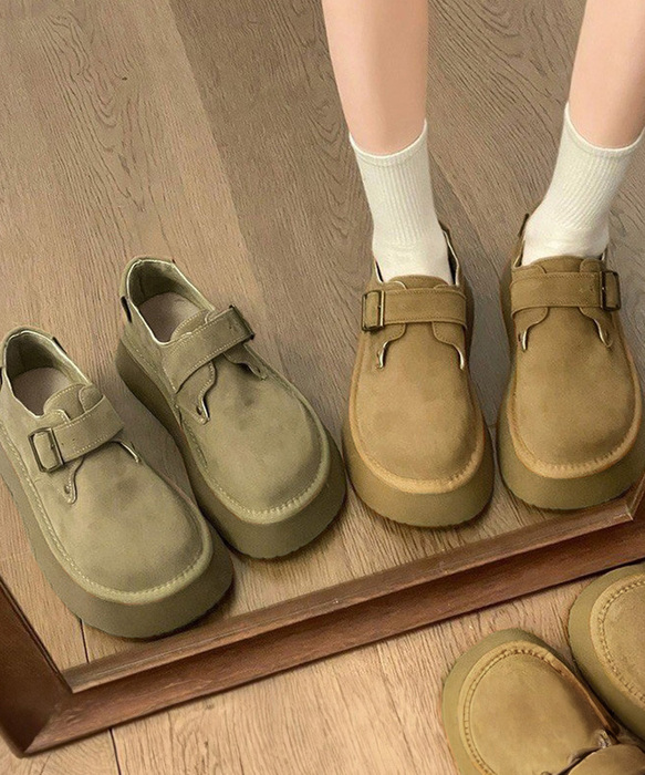モカシンシューズ 厚底スエード調パンプス-0