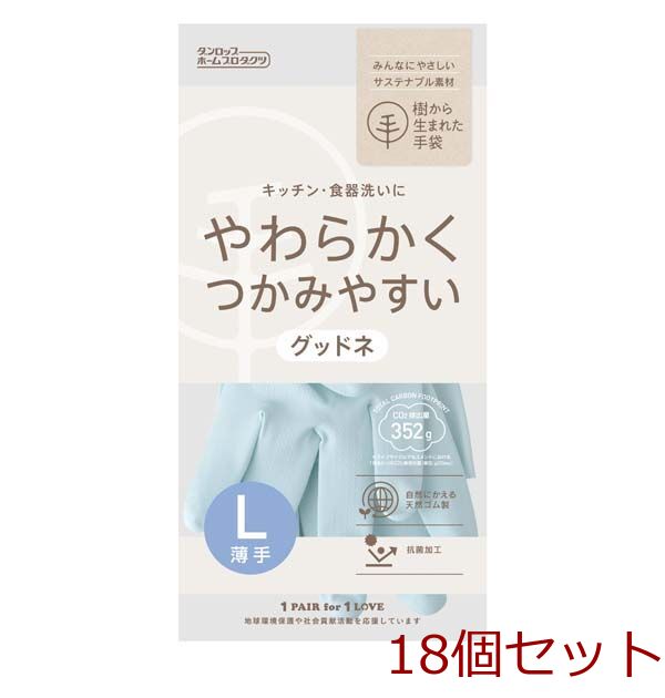 天然ゴム グッドネうす手 Lサイズ ブルー 18個セット-0