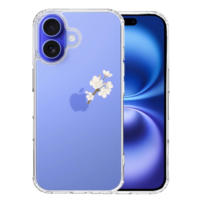iPhone16 ケース クリア りんご に 桜 スマホケース 側面ソフト 背面ハード ハイブリッド -0