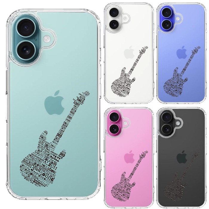 iPhone16 ケース クリア Electric guitar エレキ スマホケース 側面ソフト 背面ハード ハイブリッド -1