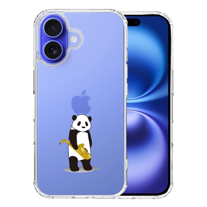 iPhone16 ケース クリア サックス パンダ スマホケース 側面ソフト 背面ハード ハイブリッド -0
