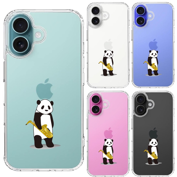 iPhone16 ケース クリア サックス パンダ スマホケース 側面ソフト 背面ハード ハイブリッド -1