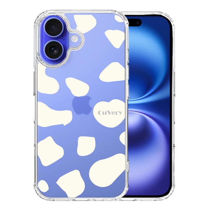iPhone16 ケース クリア アニマル柄 カウ 牛 ホワイト スマホケース 側面ソフト 背面ハード ハイブリッド -0