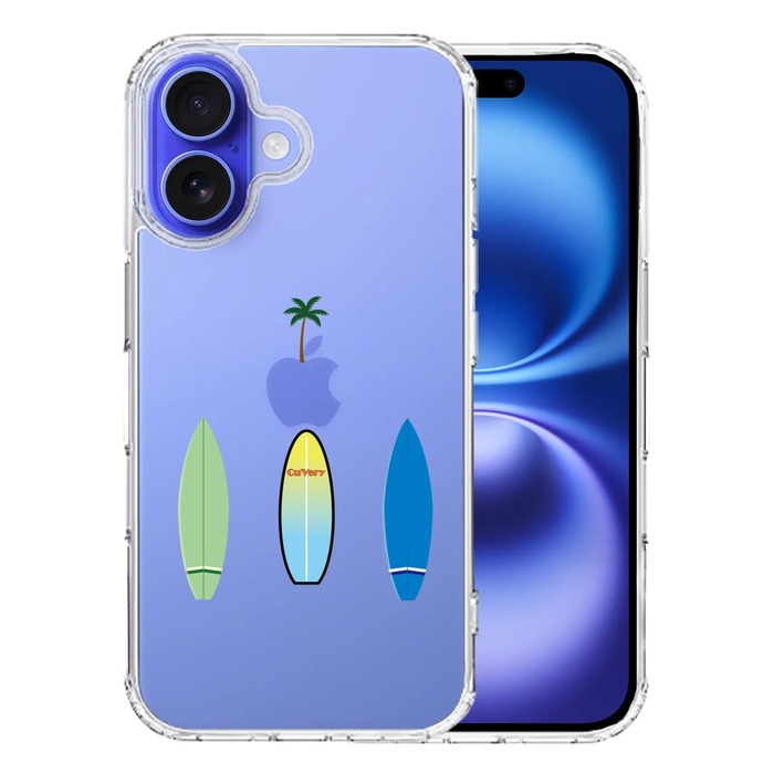 iPhone16 ケース クリア サーフボード スマホケース 側面ソフト 背面ハード ハイブリッド -0