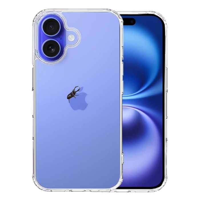 iPhone16 ケース クリア クワガタムシ 昆虫 スマホケース 側面ソフト 背面ハード ハイブリッド -0