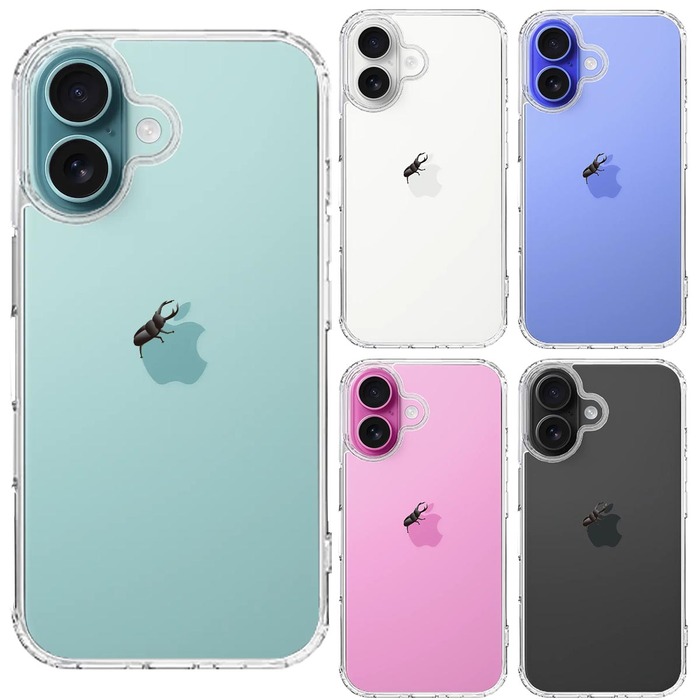 iPhone16 ケース クリア クワガタムシ 昆虫 スマホケース 側面ソフト 背面ハード ハイブリッド -1