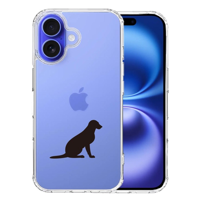 iPhone16 ケース クリア 犬 シルエット ラブラドールレトリバー２ スマホケース 側面ソフト 背面ハード ハイブリッド -0
