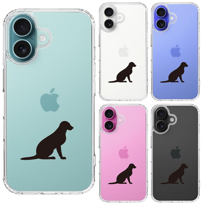 iPhone16 ケース クリア 犬 シルエット ラブラドールレトリバー２ スマホケース 側面ソフト 背面ハード ハイブリッド -1
