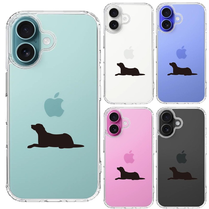 iPhone16 ケース クリア 犬 シルエット ラブラドールレトリバー スマホケース 側面ソフト 背面ハード ハイブリッド -1