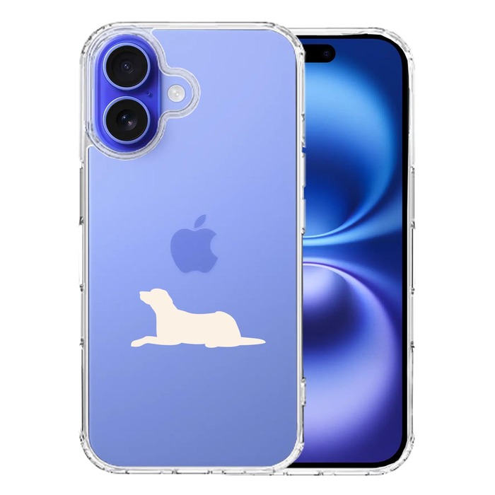 iPhone16 ケース クリア 犬 シルエット ラブラドールレトリバー 白 スマホケース 側面ソフト 背面ハード ハイブリッド -0