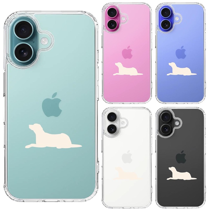 iPhone16 ケース クリア 犬 シルエット ラブラドールレトリバー 白 スマホケース 側面ソフト 背面ハード ハイブリッド -1