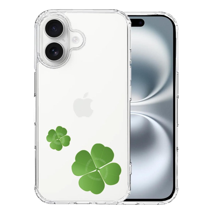 iPhone16 case clear .. four leaf. clover smartphone case side soft the back side hard hybrid -0