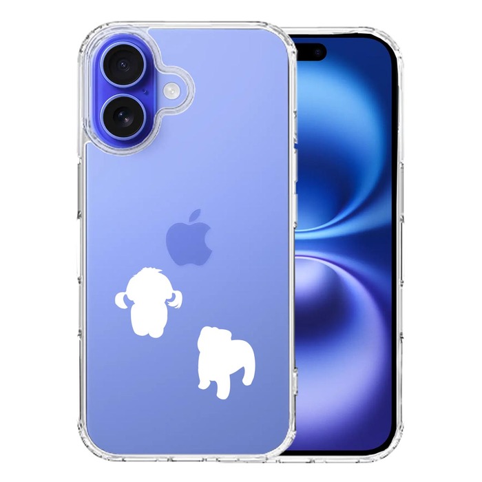 iPhone16 ケース クリア 子犬シルエット パピー ホワイト スマホケース 側面ソフト 背面ハード ハイブリッド -0
