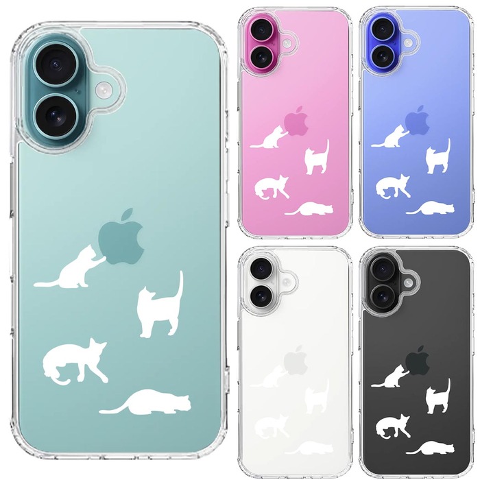 iPhone16 ケース クリア 陽だまりのにゃんこ ねこ 猫 ホワイト スマホケース 側面ソフト 背面ハード ハイブリッド -1