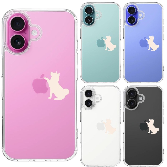 iPhone16 ケース クリア わんこ お手 ホワイト スマホケース 側面ソフト 背面ハード ハイブリッド -1