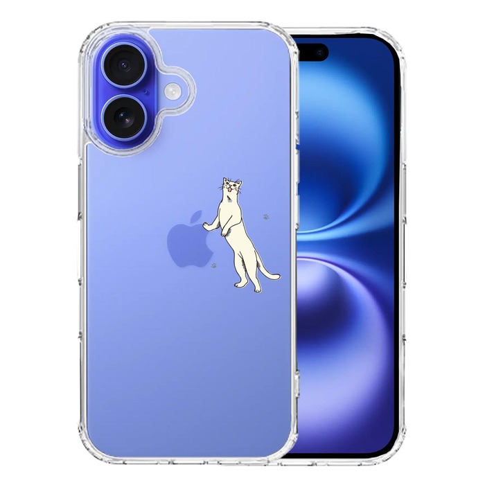 iPhone16 ケース クリア にゃんこ 猫 ねこ スマホケース 側面ソフト 背面ハード ハイブリッド -0