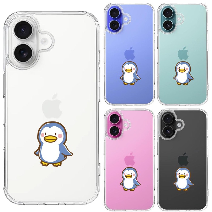 iPhone16 ケース クリア ペンギン スマホケース 側面ソフト 背面ハード ハイブリッド -1