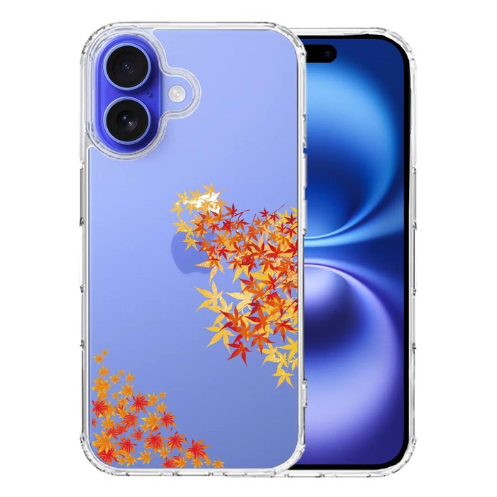 iPhone16 ケース クリア 季節 紅葉 もみじ 秋 スマホケース 側面ソフト 背面ハード ハイブリッド -0